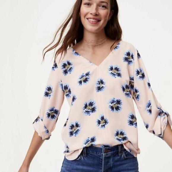 Loft Blossom Bar Back Blouse S - Picture 1 of 6